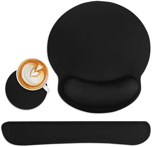 Britimes Ergonomic Mouse Pad Set with Wrist Rest, Black