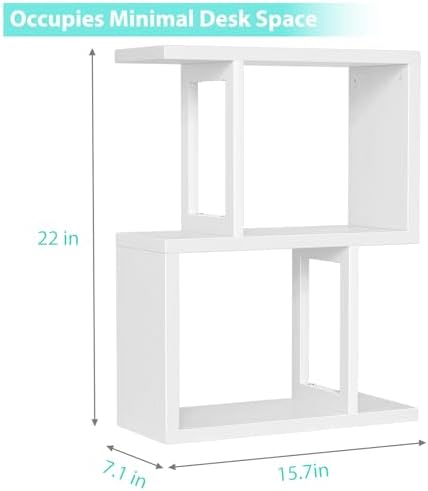 Small Desktop Bookshelf for Top of Desk Shelf - Mini White Table Bookcase 3-Tier Shelves Storage Book Organizer Hutch for Dorm Office College