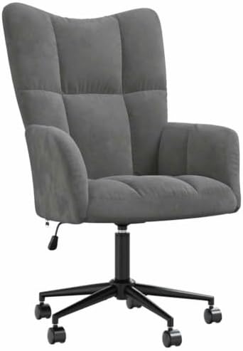 Dark Gray Velvet Relaxing Chair with Adjustable Height and Swivel