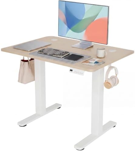 Claiks Electric Standing Desk 32x19 Inch Adjustable Desk, Nature
