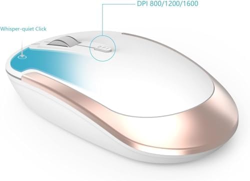 Vssoplor Wireless Keyboard and Mouse, Rechargeable Ultra Slim, White Gold