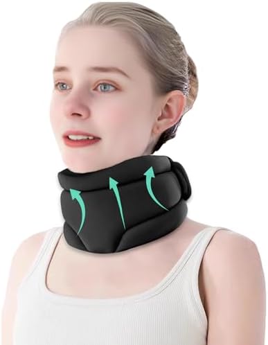 leeveel Neck Brace Cervical Collar, Neck Braces for Neck Pain and Support, Soft Foam Brace for Pain Relief, Adjustable Neck Support Collar for Sleeping, Travelling, Office (Black)