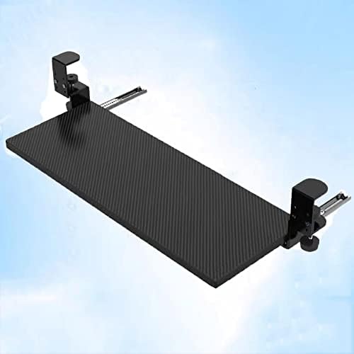 Desk Keyboard Holder,Computer Keyboard Stand, C Clamp Keyboard Tray,Clamp-on Shelf Pull Out Platform, Height Adjustable Keyboard Platform Under Desk (Black 64cm)