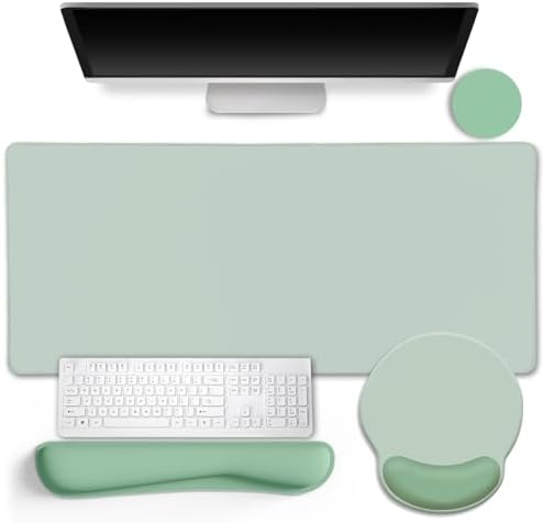 LIMKRIAN Sage Green Mouse Pad Set, XXL Desk Matt for Desktop Decor