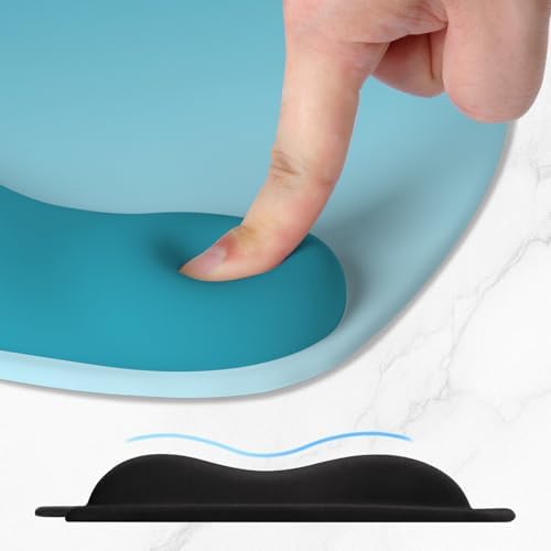 ITNRSIIET Ergonomic Mouse Pad, Cushioned Gel Wrist Rest, Non-Slip Base, Smooth Surface, Compatible with All Mice for Office & Gaming, Desk Accessory, 9.5 x 8.2 inch, Blue