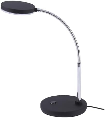 Bostitch Office LED Metal Gooseneck Desk Lamp, Flicker Free, Adjustable Head (VLED1800BK), Black