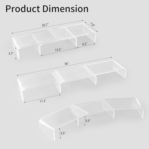 LEKETREE Acrylic Monitor Stand , Clear Monitor Stand for Desk, Computer Accessories for Home Office, Desk Organizer Shelf for Laptop, PC, Multi Media and more