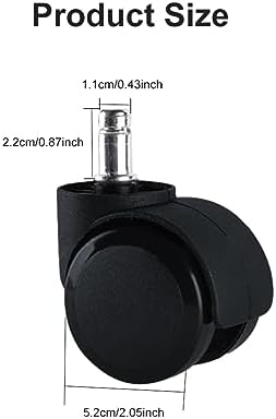 5‑Pack Office Chair Casters,11×22mm Grip‑Ring Stem Double‑Wheel Replacement Wheels for Office Computer Chair