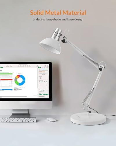 LEPOWER Metal Adjustable Desk Lamp with Clamp, Swing Arm for Home Office