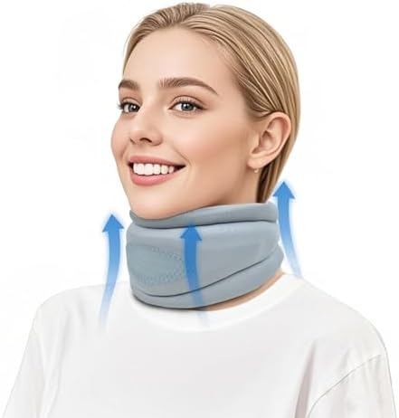 Neck Brace Cervical Collar, Neck Support Brace for Sleeping, EVA composite Soft Memory Foam Padding Relieves Cervical Spine Pressure, Sleeping Upright, Snoozing, Sleep Apnea (Enhanced-Grey)