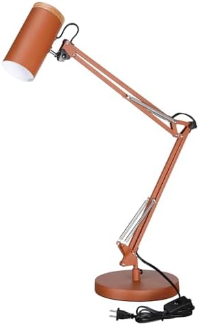 TORCHSTAR Tall Swing Arm Desk Lamp with Wooden Accent, Large Size, Orange