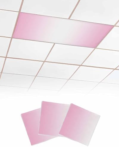 Pink White Magnetic Fluorescent Light Covers for Ceiling Lights 2 x 4 Feet,Pastel Geometric Abstract Contemporary Minimalist Office Classroom Kitchen Drop Ceiling Light Covers Lighting Filter 3 Packs