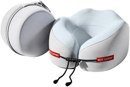 SheRest Cooling Travel Neck Pillow for Airplane, Memory Foam Neck Support