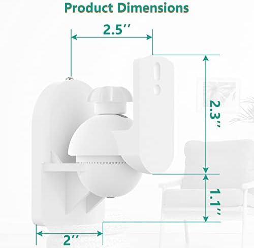 WALI Speaker Wall Mount, Surround Sound Speaker Stand with Adjustable Swivel Tilt Angle, Small Bookshelf Speaker Mount for Living Room, Home Theater, Hold up to 7.7 Lbs, (SWM202-W), 2 Pack, White