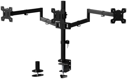 WALI Adjustable Triple Monitor Mount for 13-27 inch Screens, 22 lbs per Arm