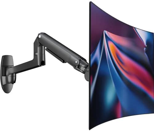 Ergounion Monitor Wall Mount for Flat or Curved Screens up to 38" Within 25 lbs, Full Motion Adjustable Monitor Arm Wall Mount with Cable Management, VESA 75x75/100x100mm, Black