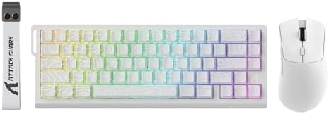 ATTACK SHARK X68HE 60% Wired RT 8K Keyboard+Wireless R1 Mouse-White Contour
