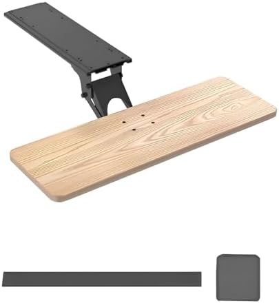Under Desk Adjustable Keyboard Tray, Slide-Out Keyboard Platform, 360° Swivel, Pull Out and Tilt Computer Keyboard and Mouse Holder, Office Ergonomic Keyboard Drawer(Natural,24x55cm/9.4x21.7in)