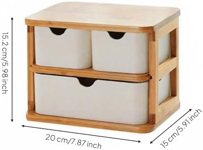 Amagogo Drawer Storage Organizer Bamboo Desktop Storage Box Multi-Compartment Design Removable Drawers Rounded Corners Suitable for Bedroom Counter