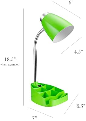 Limelights LD1002-GRN Gooseneck Organizer iPad Stand or Book Holder Desk Lamp, Green