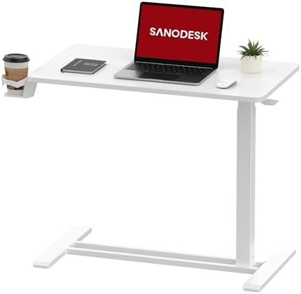 SANODESK 28''Mobile Standing Desk with Hidden Wheels,Pneumatic Laptop Desk