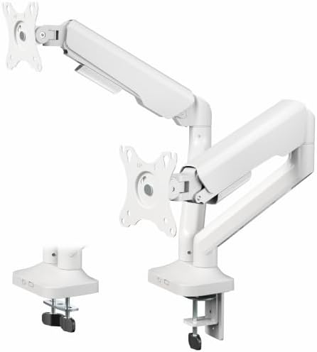 VIVO Dual Pneumatic Arm Ultra-Wide Monitor Mount for up to 35 inch Screens, Holds 26.4 lbs per Arm, Desk Mount Monitor Stand for 2 Ultrawides, White, STAND-V200OW