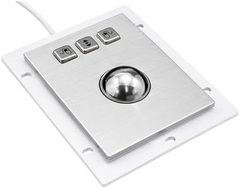 MCSaite Trackball Mouse Wired - Ergonomic 3.6cm Rollerball Mouse with Scroll Ring Aluminium Alloy Compatible with Mac, Windows PC, Computers - Sliver