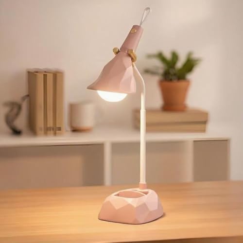 Portable Desk Lamp with Detachable Flashlight, 3 Color Temperature Modes, 1200mAh Battery, Stepless Dimming Brightness Memory - Ideal for Home Office Use (Pink)