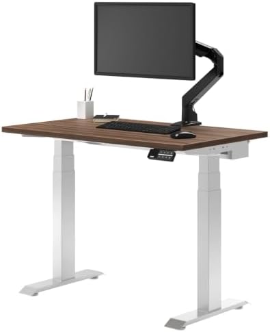 Desky Dual Mini Sit Stand Desk Jarrah Legno 32" White