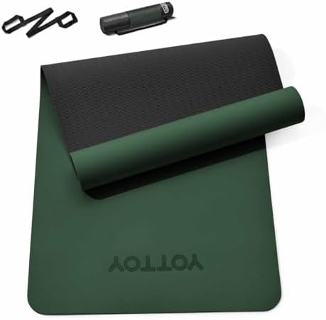 Yoga Mat,Non-Slip TPE Exercise Mat(1/4 Inch) for Pilates, Fitness & Barefoot Workouts, Home Gym Studio with Strap & Bag