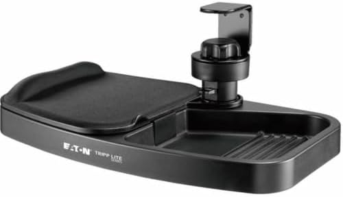 TRIPP LITE Under Desk Storage Tray Clamp-on Storage Tray w Mouse Pad, Wrist Rest - Office Desk Organizer 360 Swivel 5-Year Warranty (DMUDSC)