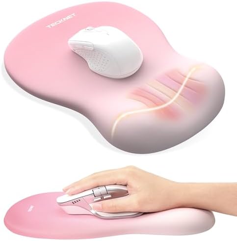 TECKNET Ergonomic Mouse Pad with Wrist Rest, Smooth Surface & Non-Slip Base