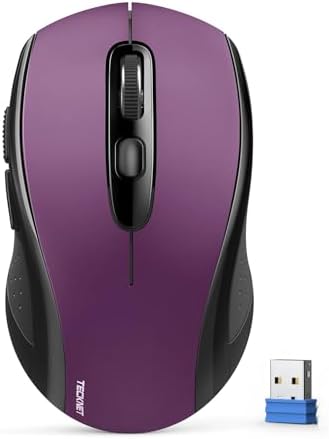 TECKNET 2-in-1 Bluetooth Mouse (BT 5.0/3.0+2.4Ghz), 6-Level 4000 DPI-Purple