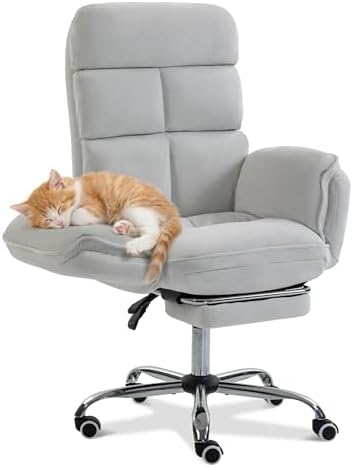 Big and Tall Office Chair with 90-180° Flip Armrests, 400lbs Ergonomic Computer Gaming Chair for Cross Legged Sitting, 155° Recline & Foot Rest - Wide Desk Task Chair for Home Office, Vanity, Study