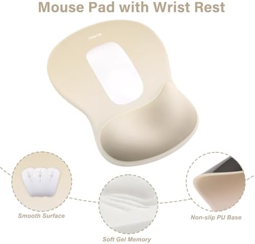 MOSISO Wrist Rest Support for Mouse Pad & Keyboard Set, Khaki