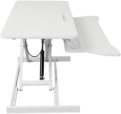Standing Desk Converter, 32" Wide, Height Adjustable Sit Stand Up Desk Riser with Keyboard Tray, Desktop Workstation for Home Office Computer Laptop, White
