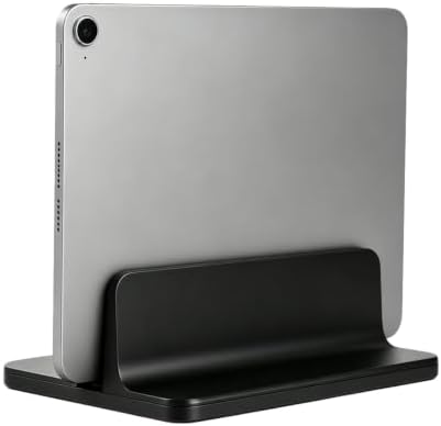 Vertical Laptop Stand Holder, Aluminum Adjustable Laptop Storage Rack, Space Saving Desktop Laptop Holder for MacBook, Surface, Samsung, HP, Dell up to 17.3 inches (Black)