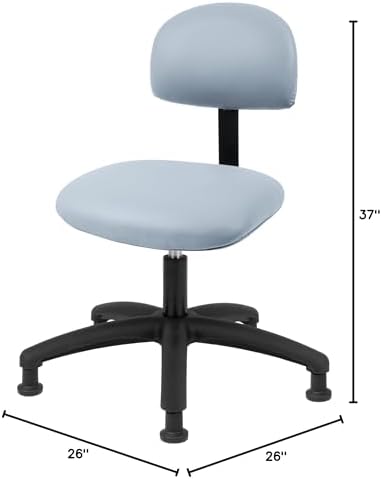 FSS Series Square seat Medium (19"-27") seat Height Chair. Vinyl-for Office, Garage, Desk, Shop, Computer, Doctor, Medical, Easy to Clean! NO Footring (Gray, Medium, Glides)