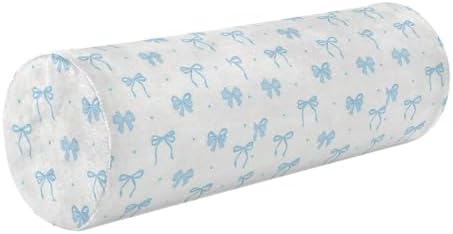 Cartoon Cute Blue Bow decorative Yoga Neck Roll Pillow Roller Pillow For Back Massage Table Cushion Pad Foam Memory Foam Back Support cojines para sala