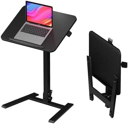 alawooder 25" Mobile Folding Desk: Pneumatic Sit-Stand, No Assembly