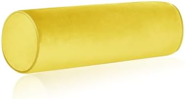 Tinbolunce Memory Foam Roll Pillow for Knee/Leg/Neck - Full Moon Bolster/Round Cylinder Pillow for Sleeping on Side or Back - Removable Cooling Cover Length 18" x 6" Diameter (Yellow, 18X6)