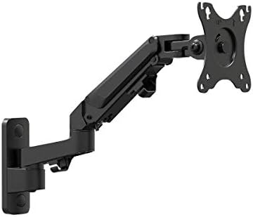 Monoprice Full Motion Wall Mount - for Monitors Up to 27 Inch, Adjustable Gas Spring, 2-Segment, Supports Max Weight 15.4 Pounds, Black - Workstream Collection