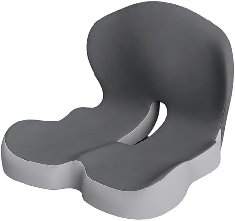 Celinva Orthopedic Cushion L-Shaped Memory Foam Seat Cushion, Ergonomic Office Chair Cushion with Lumbar Support for Desk, Car, Wheelchair (B-Black Grey)