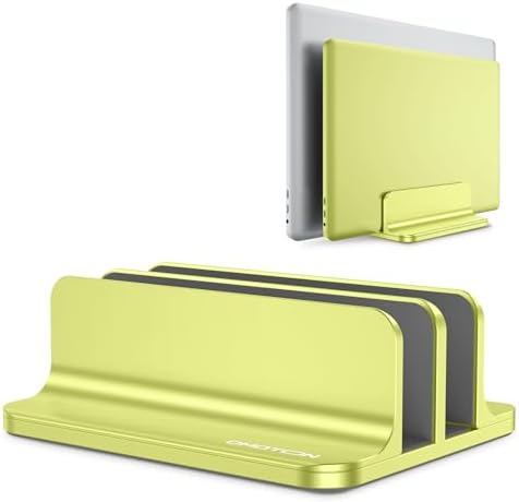 OMOTON Dual Vertical Desk Laptop Stand Holder, Fits MacBook Air/Pro, Citron