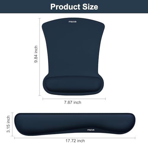 MOSISO Wrist Rest Support for Mouse Pad & Keyboard Set, Haze Blue