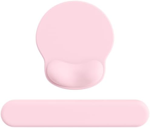 Laborio Ergonomic Mouse Pad with Wrist Rest for Desktop(2 Pack, Light Pink)