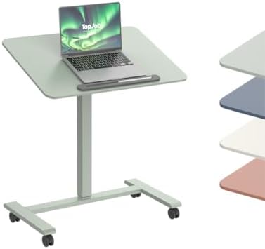 TopJob ANYDESK FOLD Mobile Standing Desk, Portable with Lockable Wheels, Foldable Stand Desk, Rolling Computer Workstations, Used for Home, Couch Side Table, Bedside Table in Bed Room Kitchen