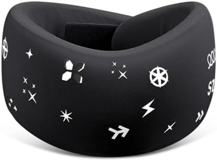 Neck Brace for Neck Pain and Support, Soft Cervical Collar for Sleeping, Cute Foam Neck Wraps, Adjustable Neck Support Brace, Keep Vertebrae Stable and Aligned, Cervical Spine Pressure Relief (Black)