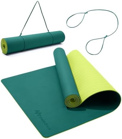 Ewedoos Eco Friendly Yoga Mat Thick TPE Yoga Mat Non Slip Yoga Mats Anti-tear Exercise Workout Mat for Women Men Kids Yoga, Pilates and Fitness