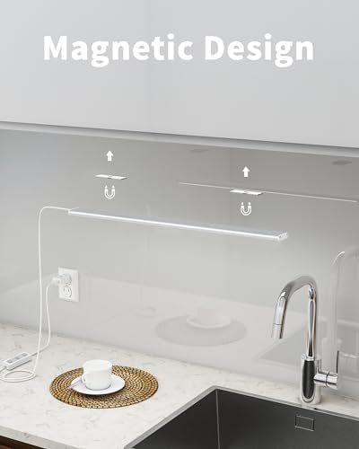 ASOKO Under Cabinet Lights, Upgrade 16inch LED Closet Light with Dimmable 3000K Warm White and Memory Function, Plug-in Under Counter Lights for Kitchen/Desk/Shelf/Workbench/Display Case/Room